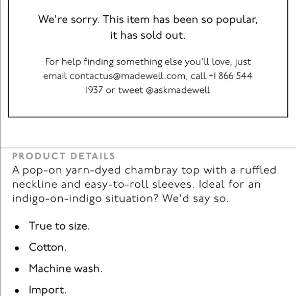 Madewell Chambray Ruffle-Yoke Top - Picture 4 of 8